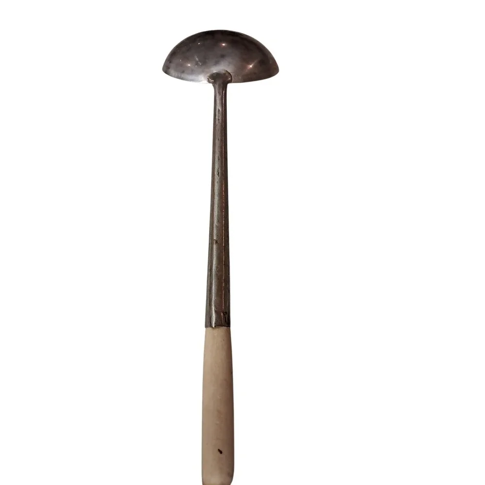 Vintage WOK Ladle unbranded , Stainless with wood‎ 13